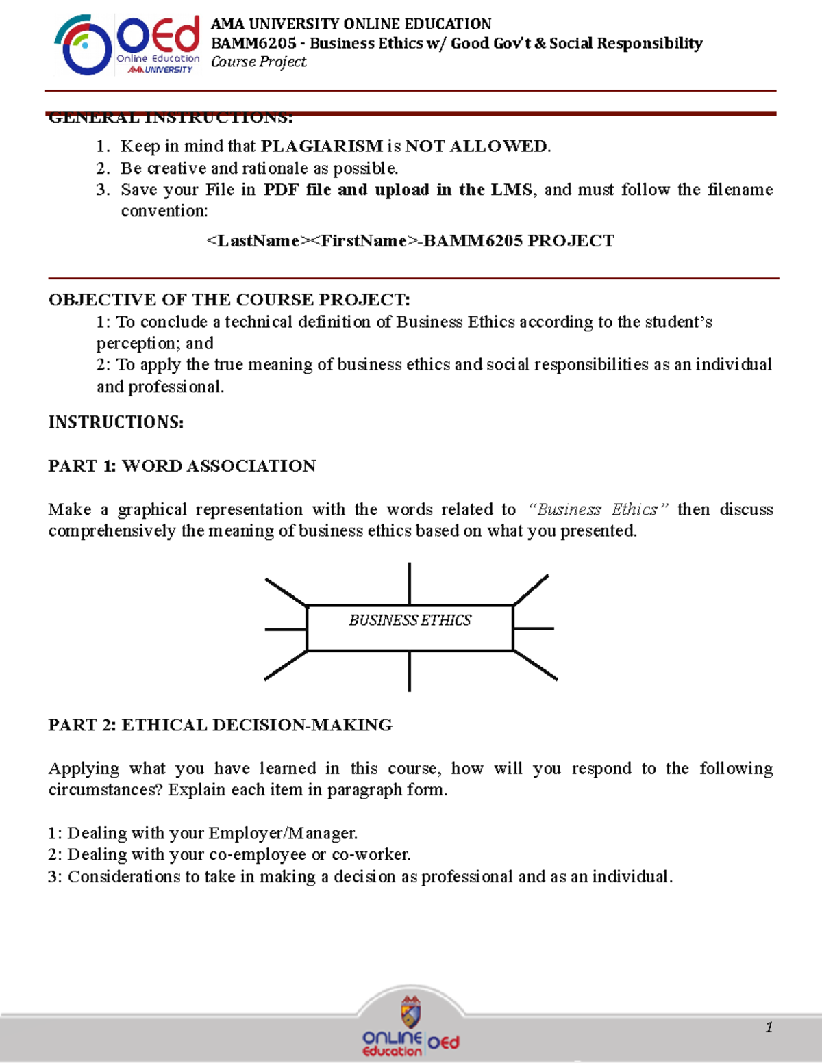 BAMM6205 Business Ethics with Good Govt Social Responsibility