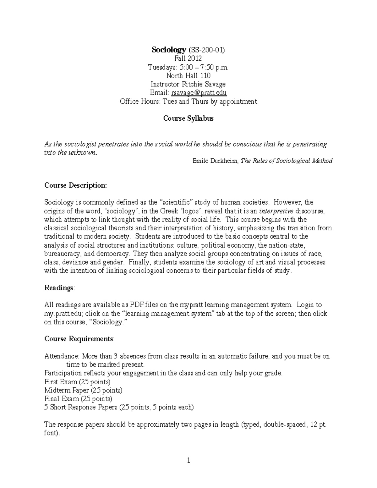 Introduction to sociology syllabus 1 sociology ss 200 01 fall 2012