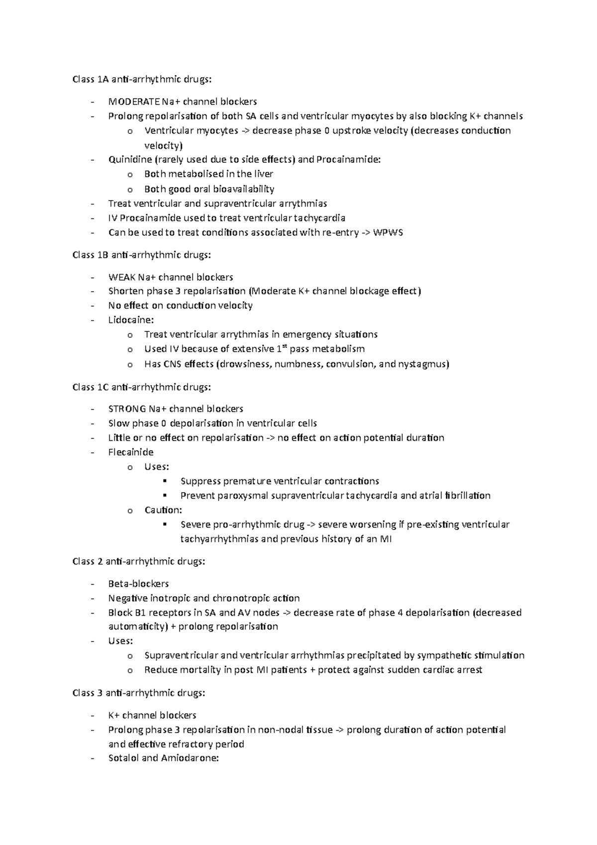 Antiarrhythmic drugs - Summary Medicine - Class 1A drugs: MODERATE ...