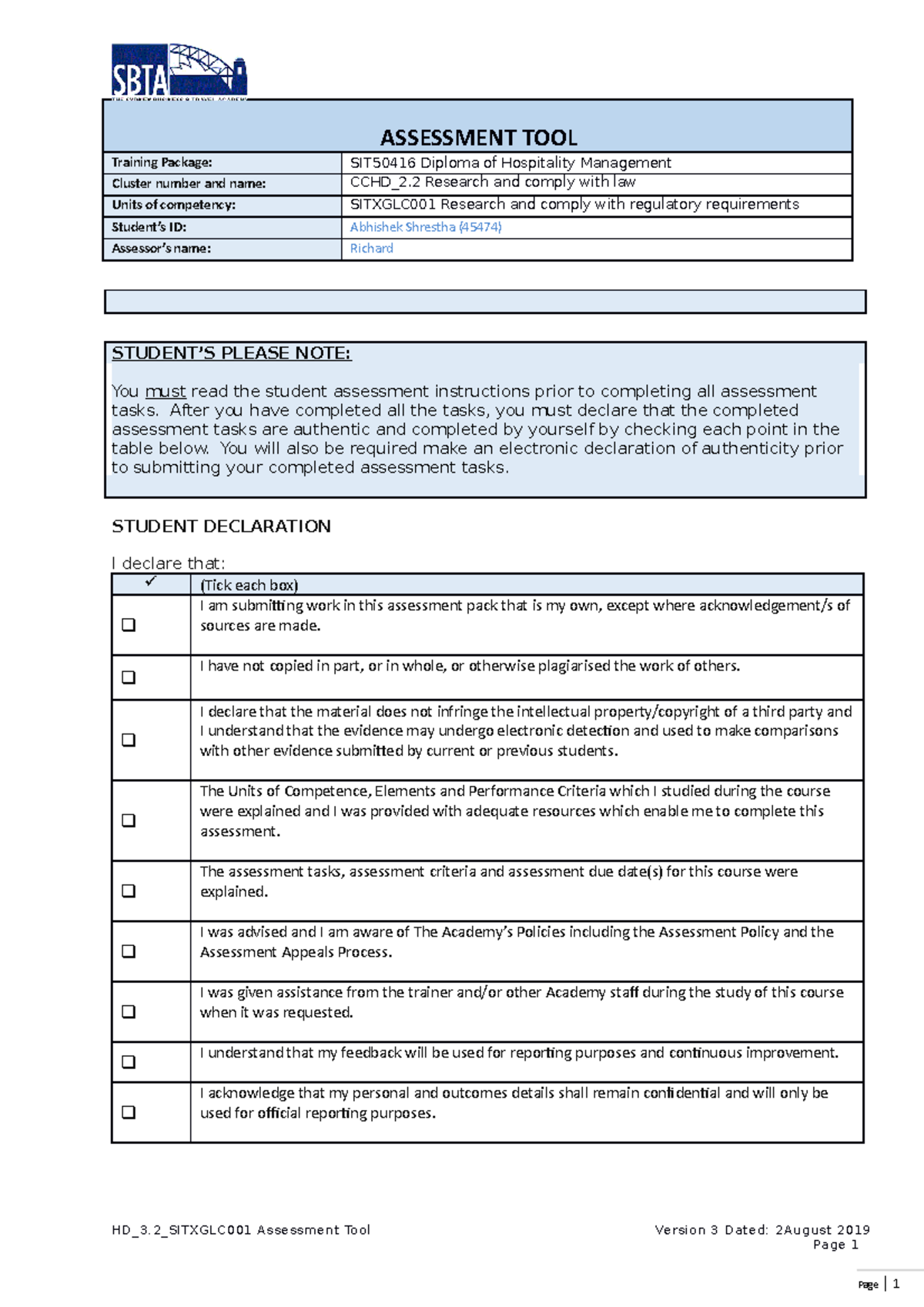 Research and comply - hospitality and commercial cookery studies ...