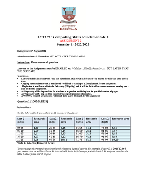ICT132 Course Outline 2023-24 - Department of Computer Science Course ...