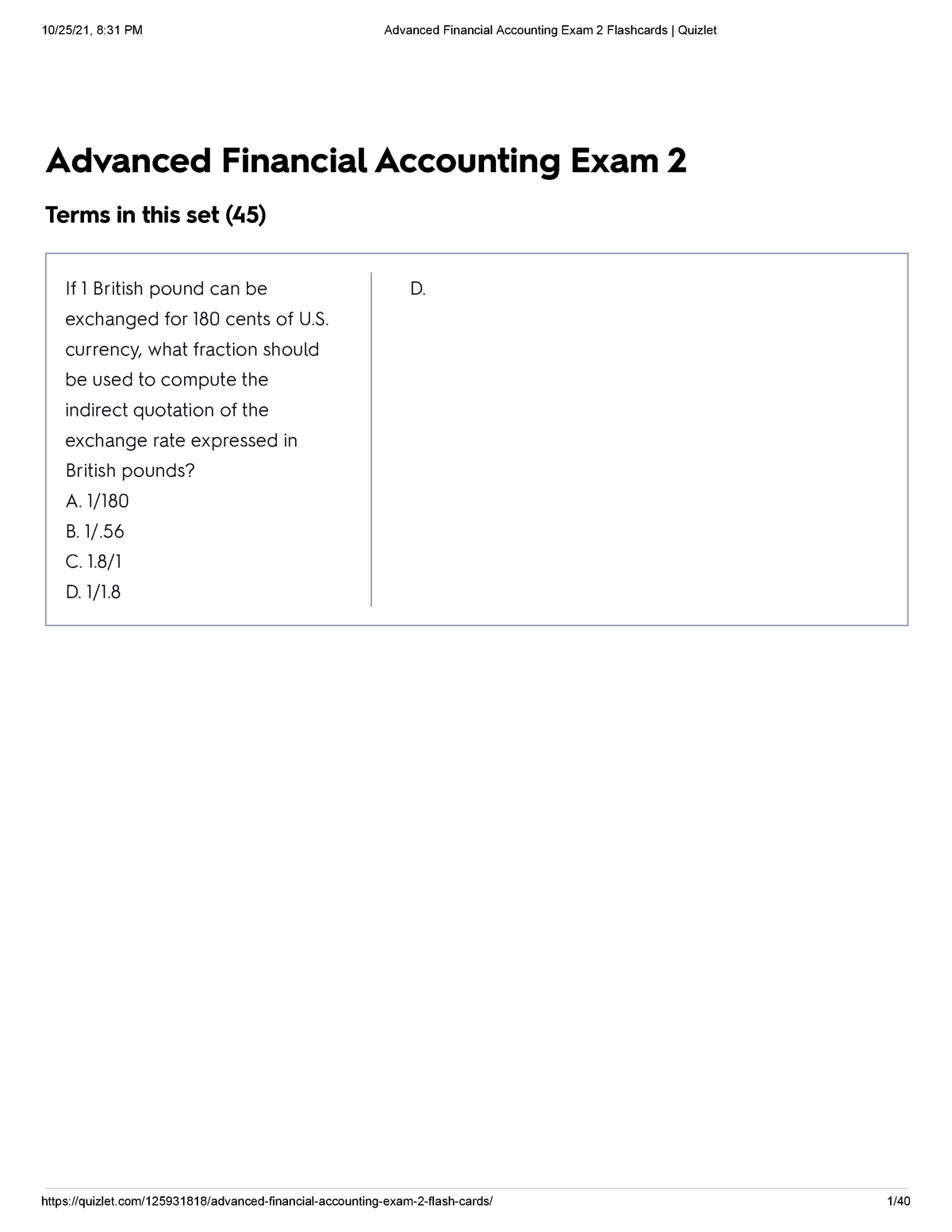 Advanced Financial Accounting Exam 2 Flashcards Quizlet - Business ...