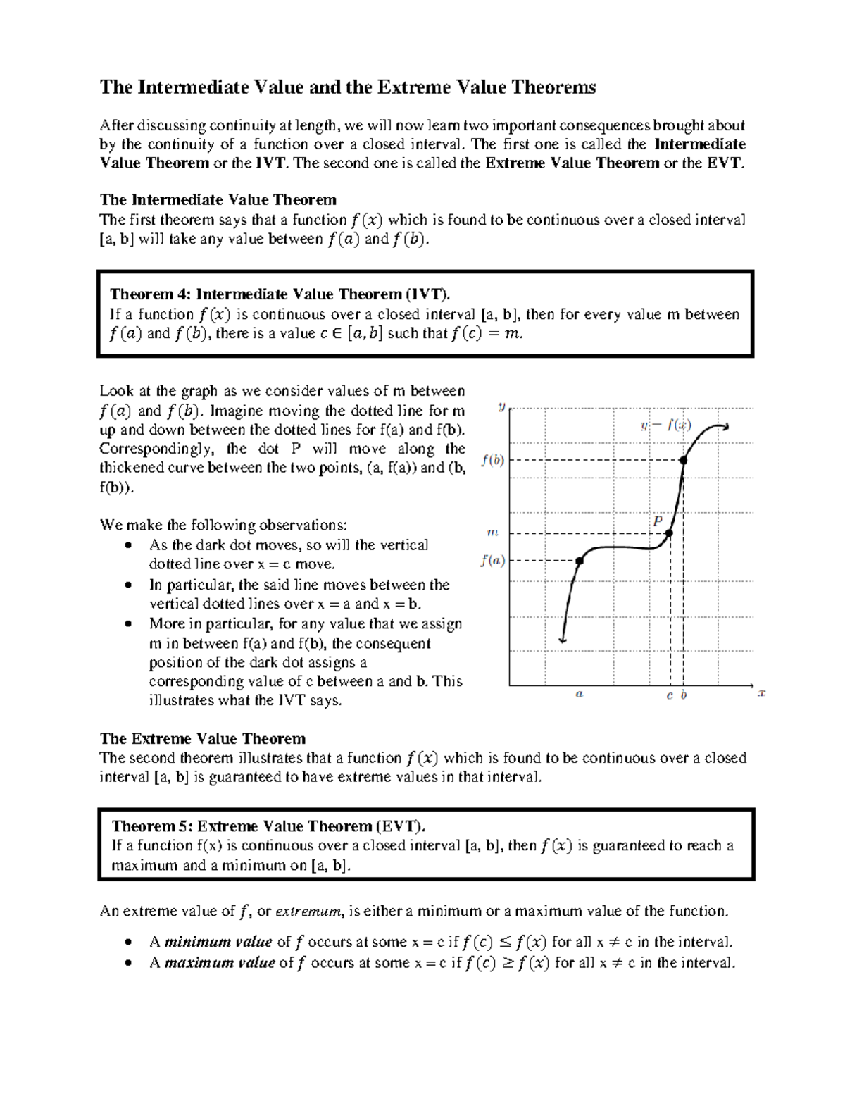 IVT and EVT - Calculus - Theorem 4: Intermediate Value Theorem (IVT ...