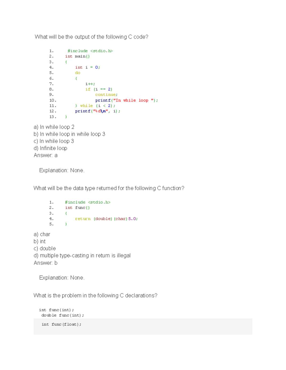 C programming - What will be the output of the following C code? # ...