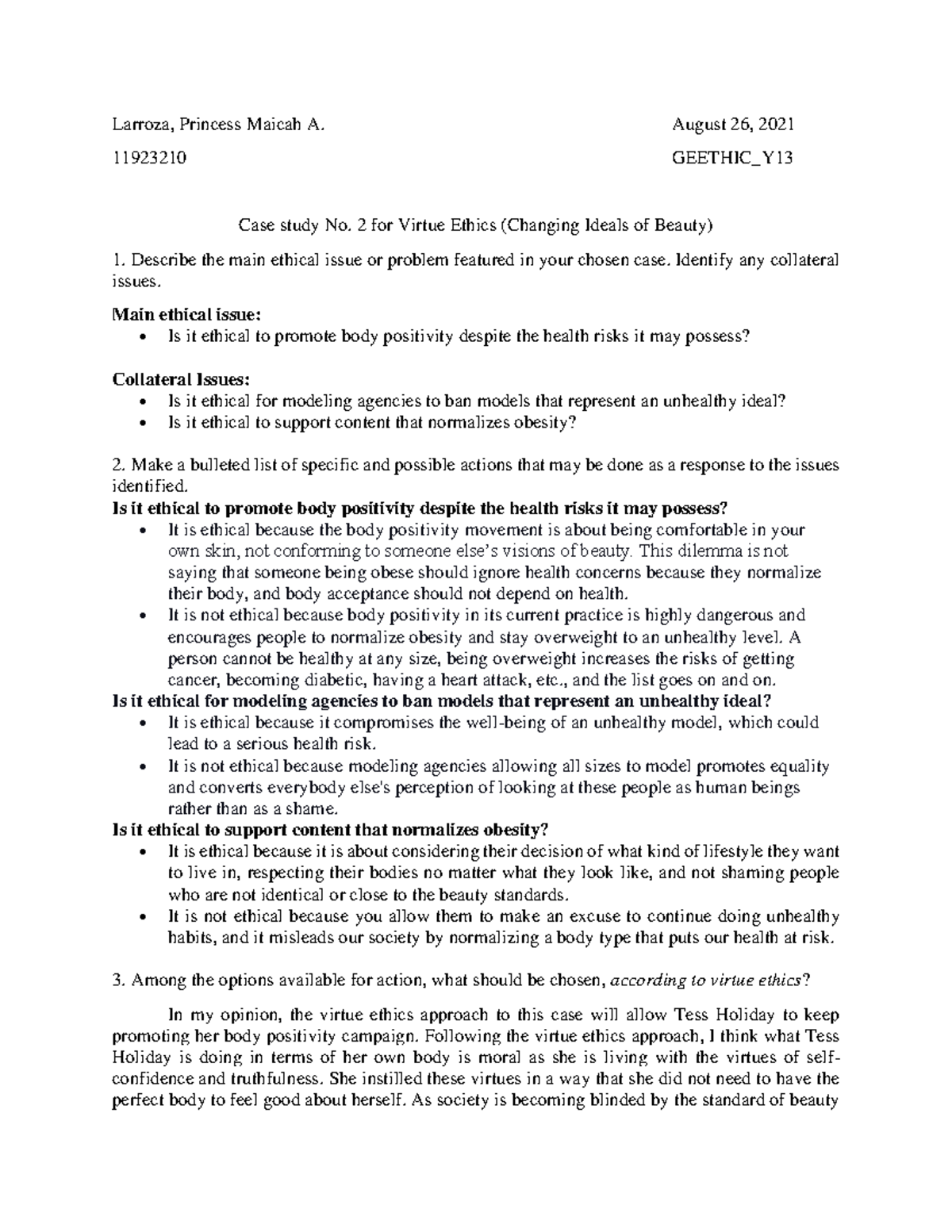 Case Study 2 on Virtue Ethics (GEETHICS) - DLSU - Studocu
