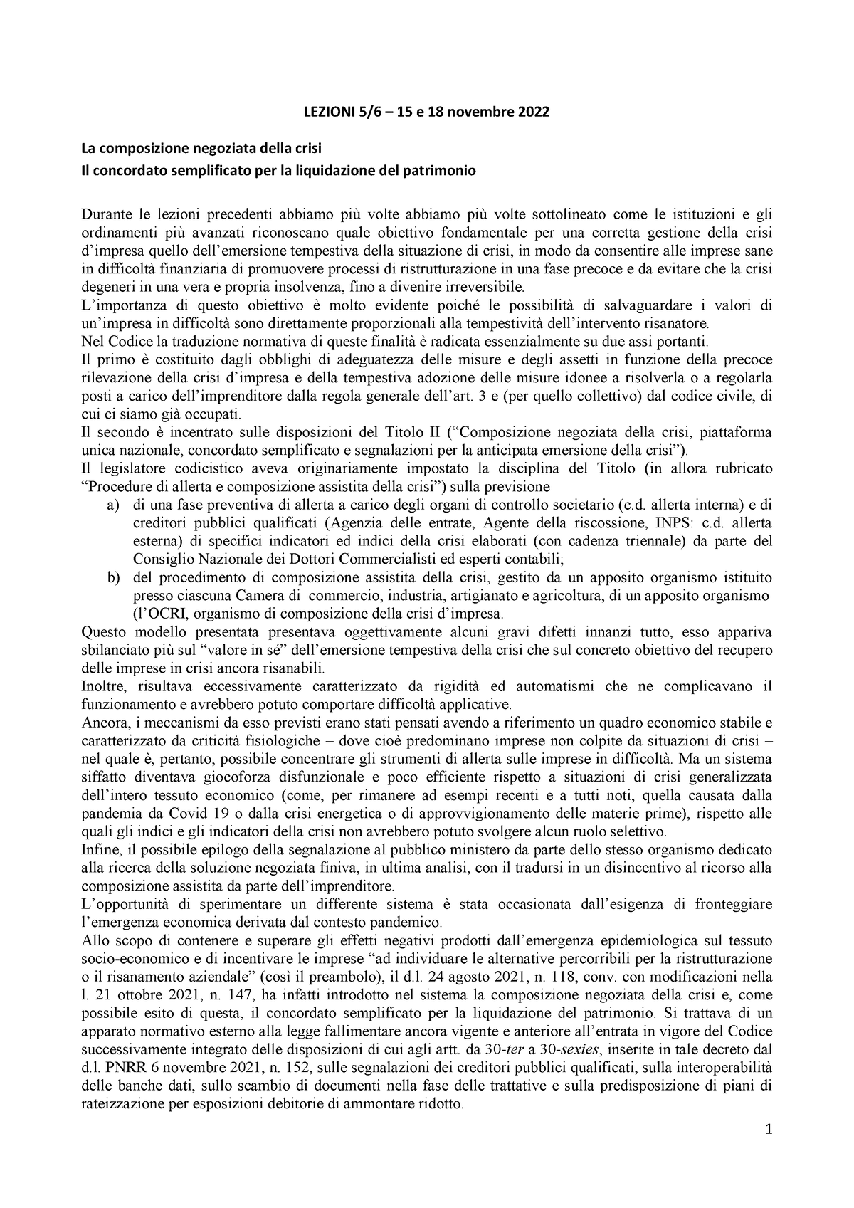 Lezioni 5-6 - Appunti Lezione - LEZIONI 5/6 – 15 E 18 Novembre 2022 La ...