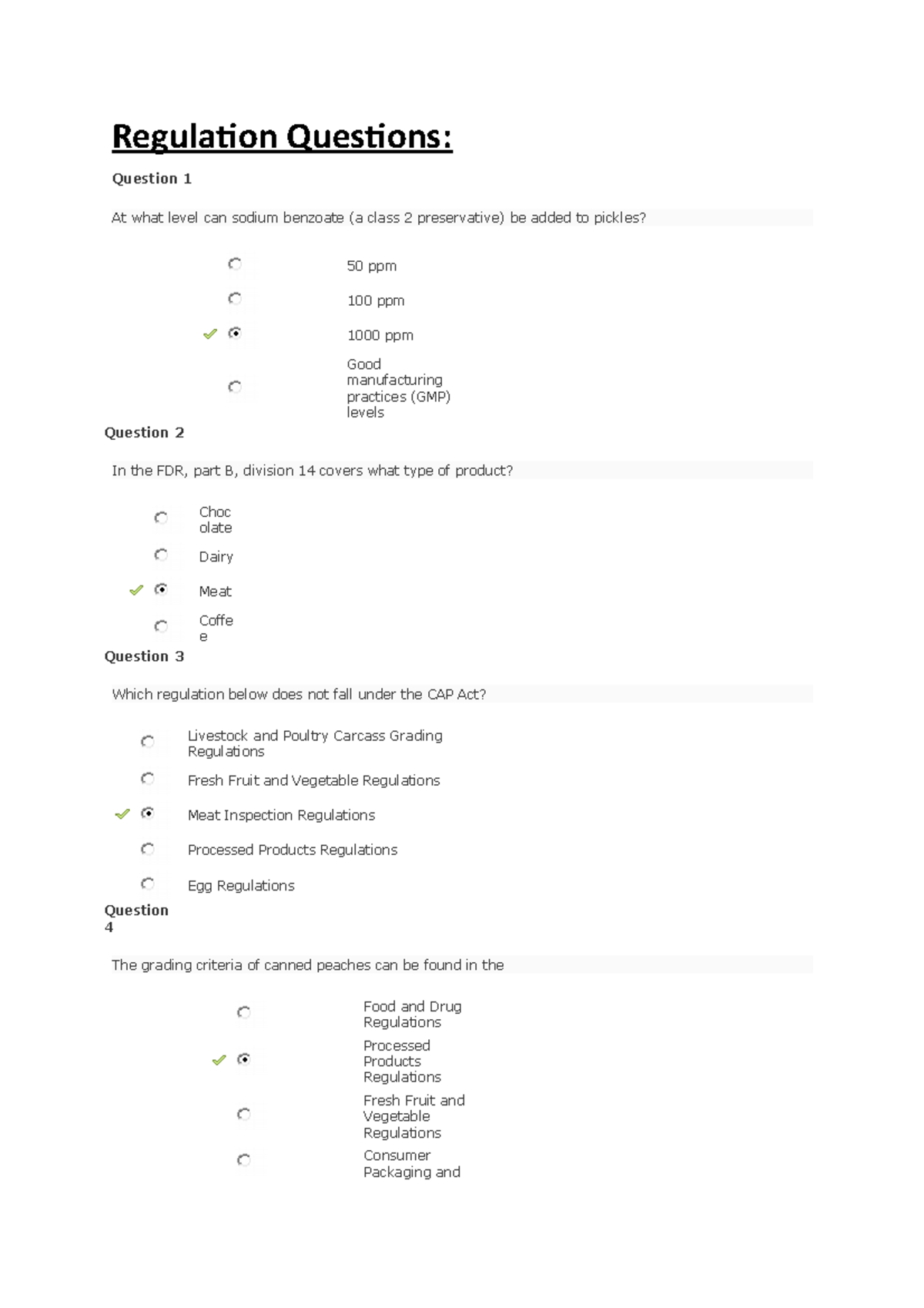 Regulation practice questions and answers Regulation Questions
