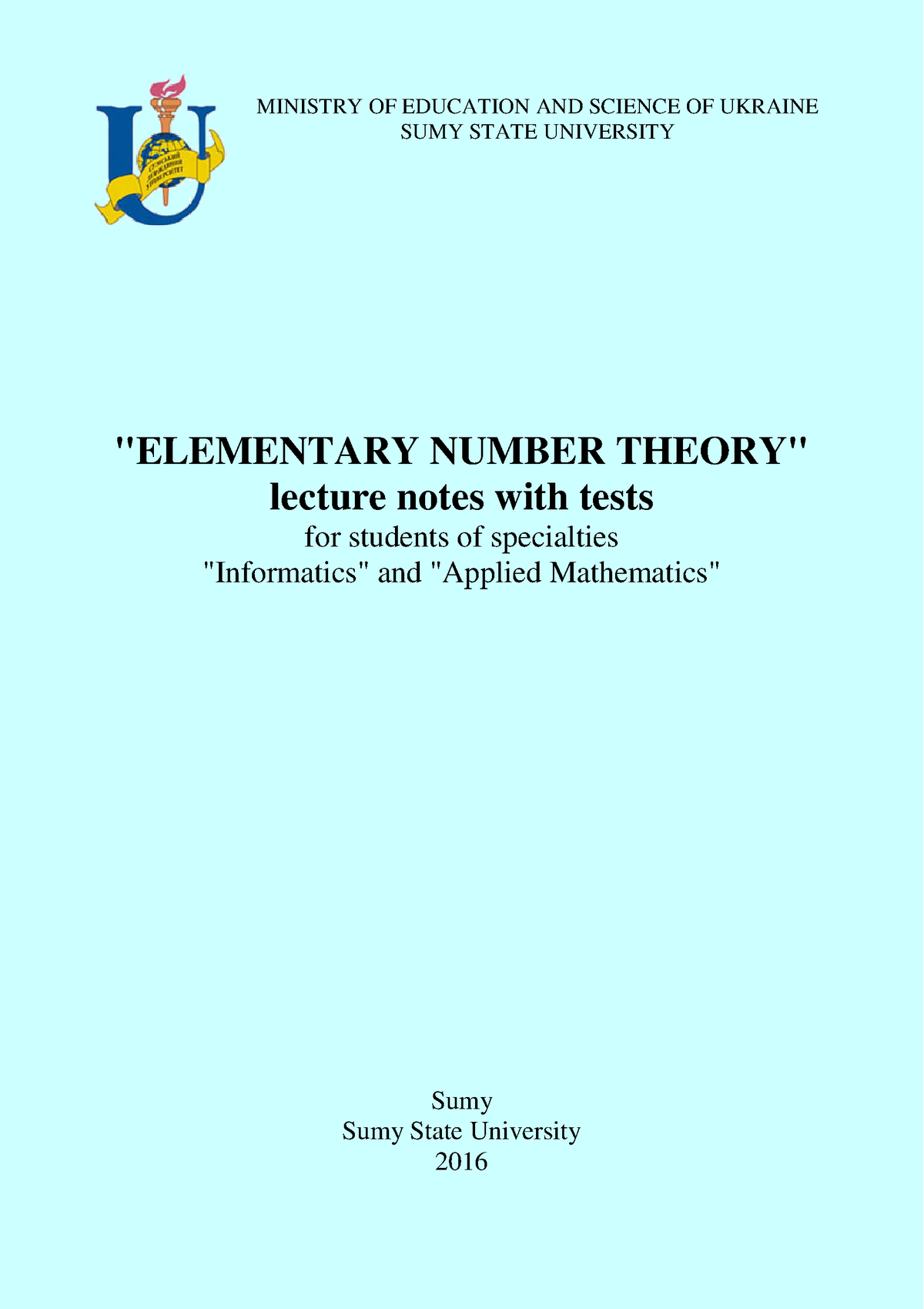 Number Theory - Lecture Notes 1 - MINISTRY OF EDUCATION AND SCIENCE OF ...