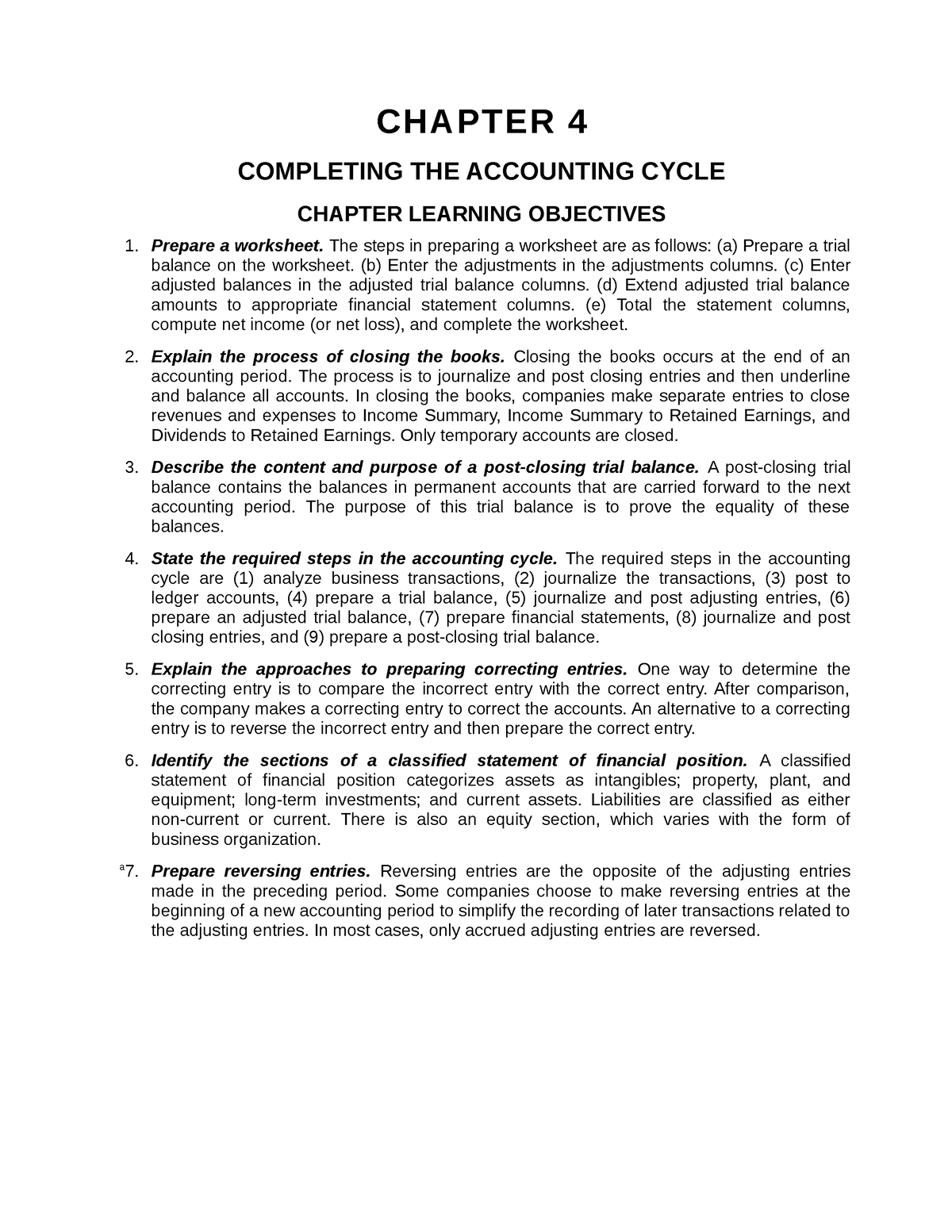 Ch04 - Test Bank - CHAPTER 4 COMPLETING THE ACCOUNTING CYCLE CHAPTER ...