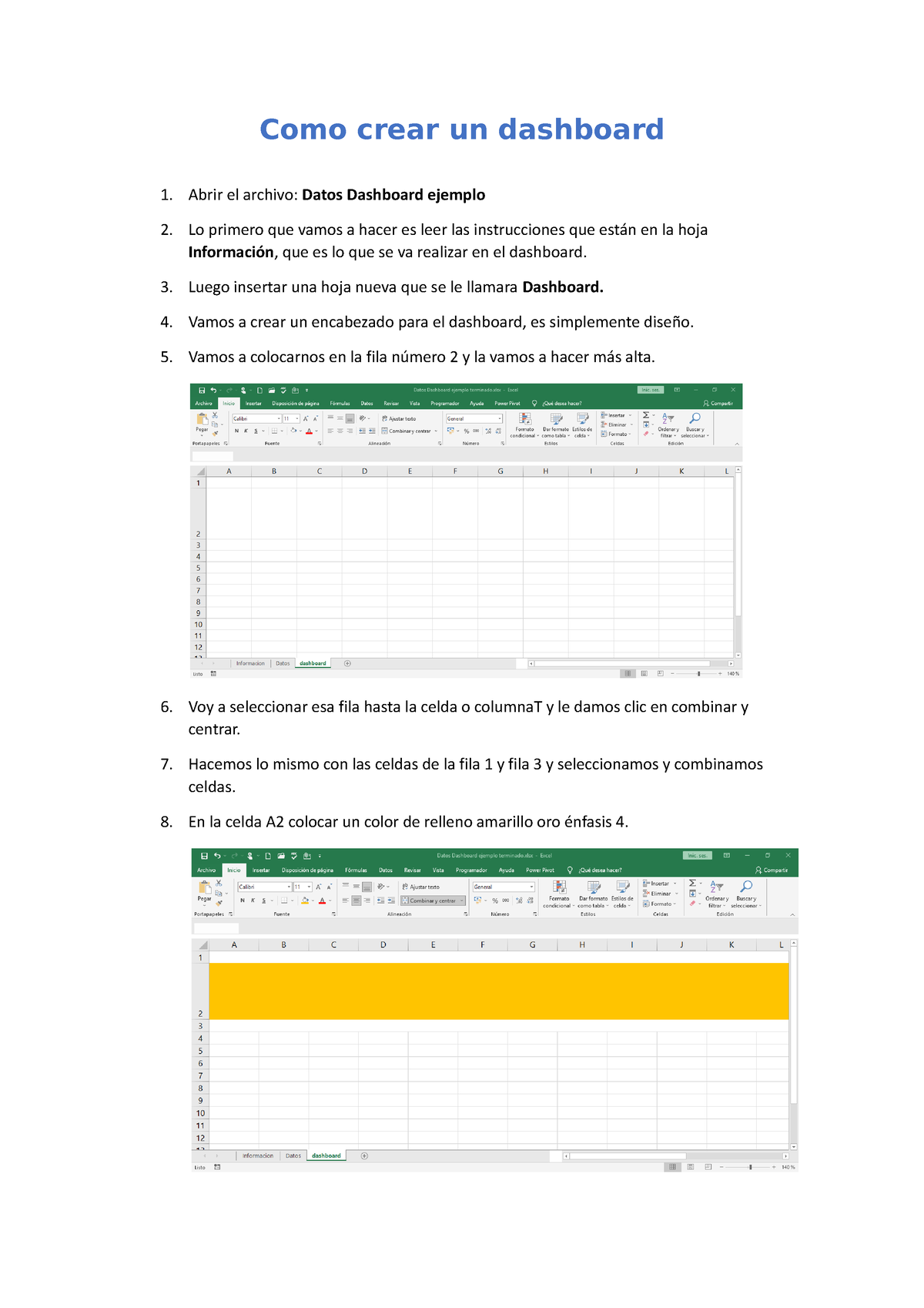 Instrucciones Como Crear Un Dashboard Actualizado Como Crear Un Dashboard Abrir El Archivo