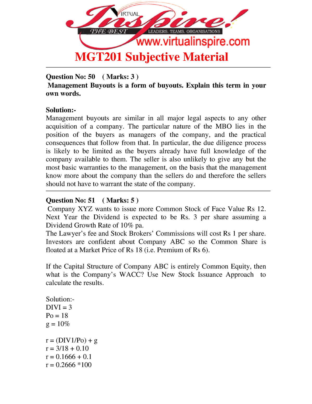 MGT201 Latest Pa Pers Solved Subjective Mega File - MGT201 Subjective ...