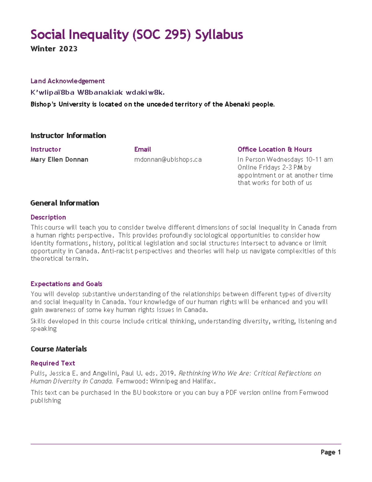 Social inequality soc 295 syllabus social inequality soc 295