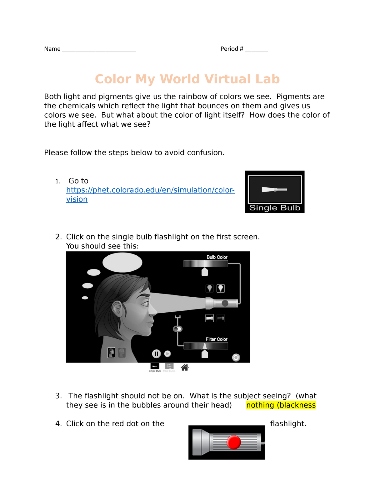 PHET Color My World Lab Lab Name Period Color My World 