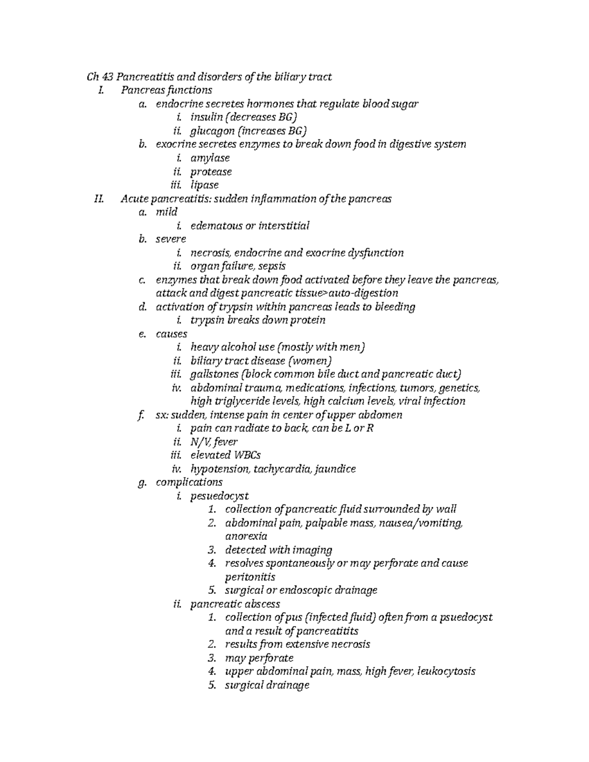 Pancreatitis ch 43 - Lecture notes Ch 43 - Ch 43 Pancreatitis and ...