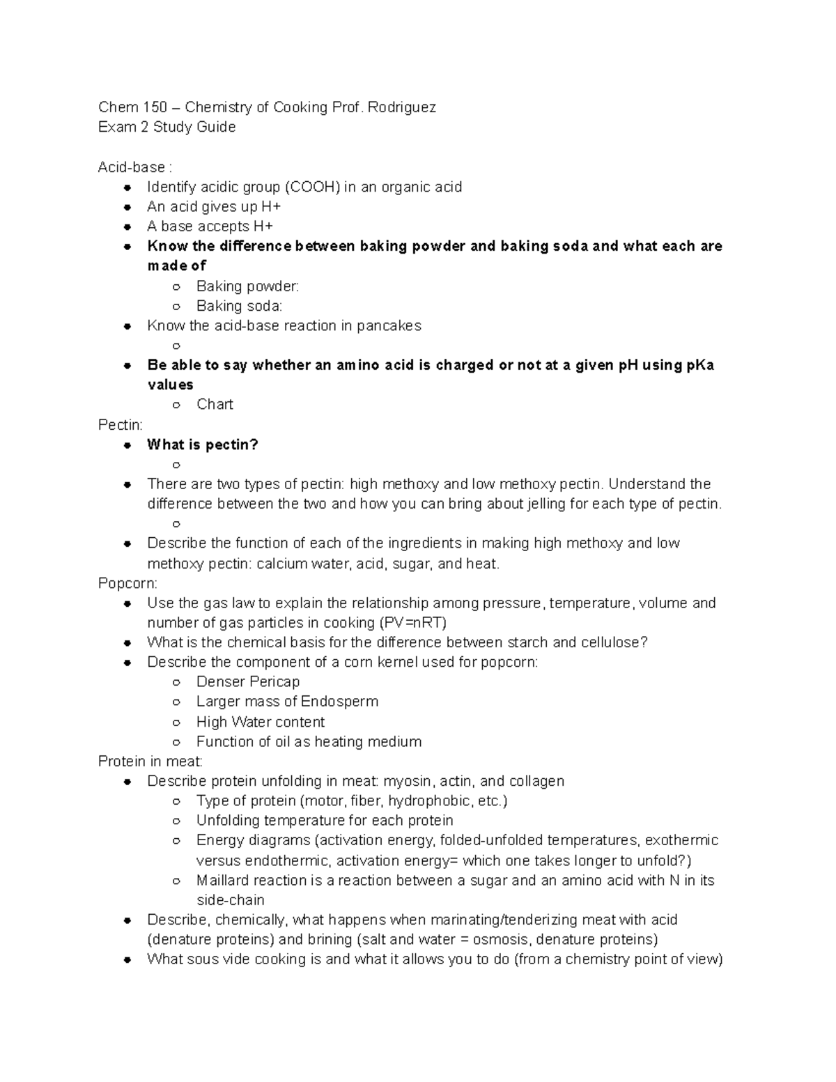 Chem 150 – Chemistry of Cooking Prof - Chem 150 Chemistry of Cooking ...