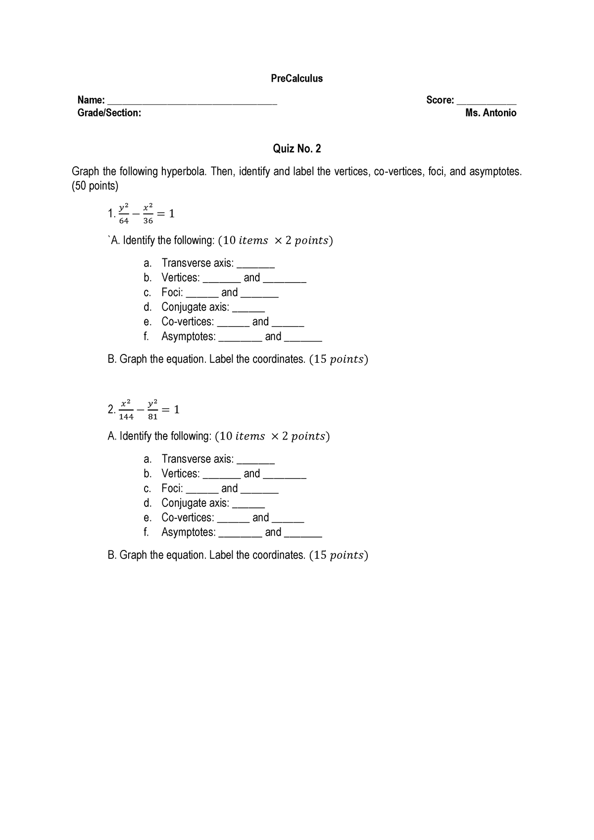 Precalcw 5Q2 - asdawdasd - PreCalculus Name ...