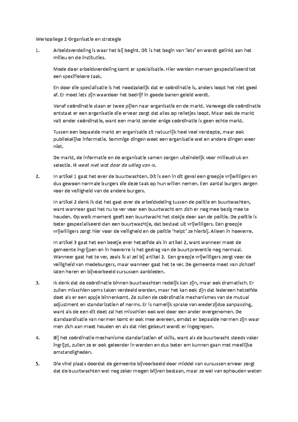 Werkcollege 2 Organisatie En Strategie - Werkcollege 2 Organisatie En ...