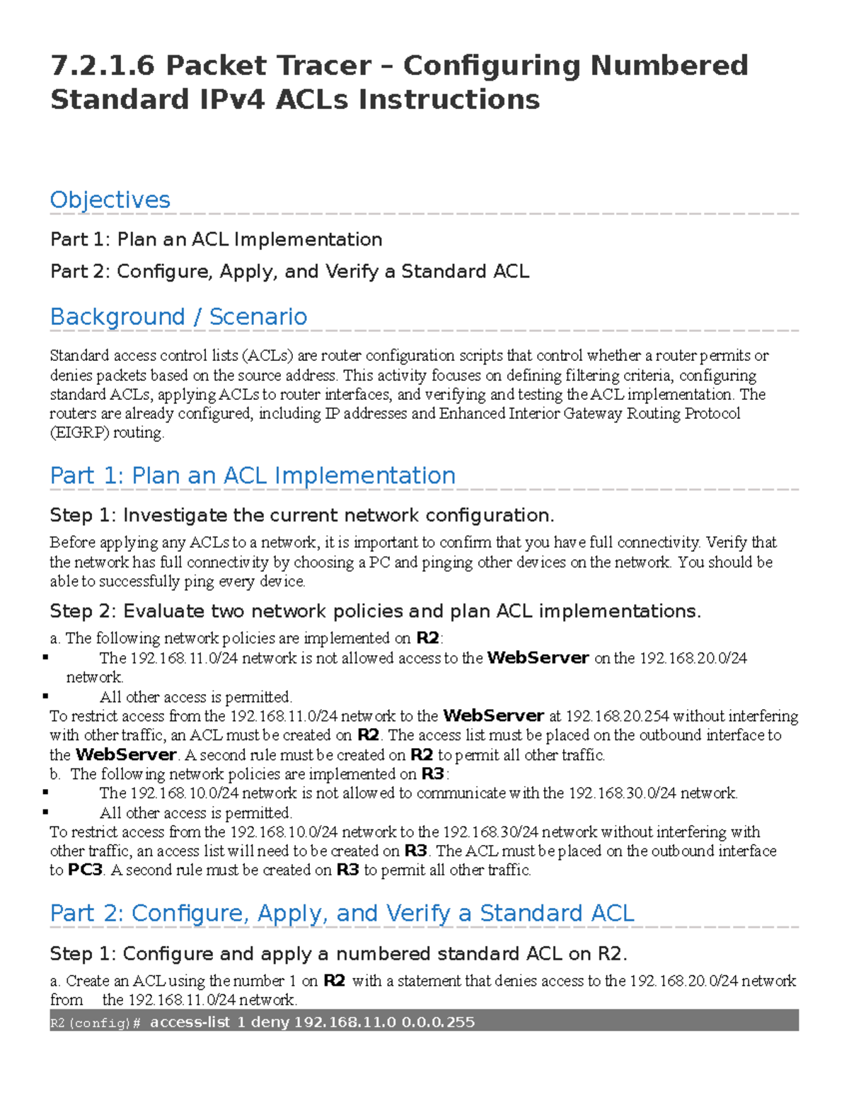 7-2-1-6-packet-tracer-configuring-numbered-standard-ipv4-acls