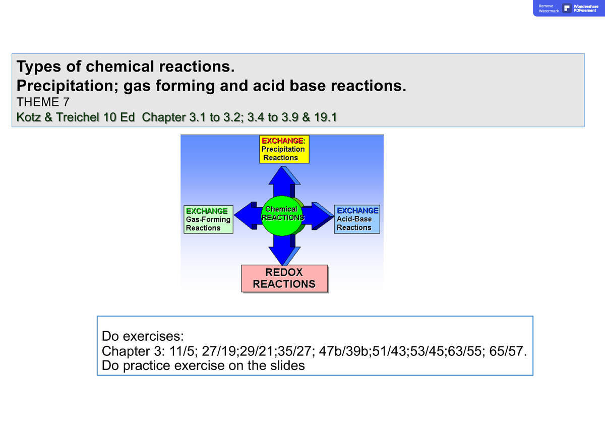 Student notes Theme 7 Precipitation reactions + Gas Formimg Reactions ...