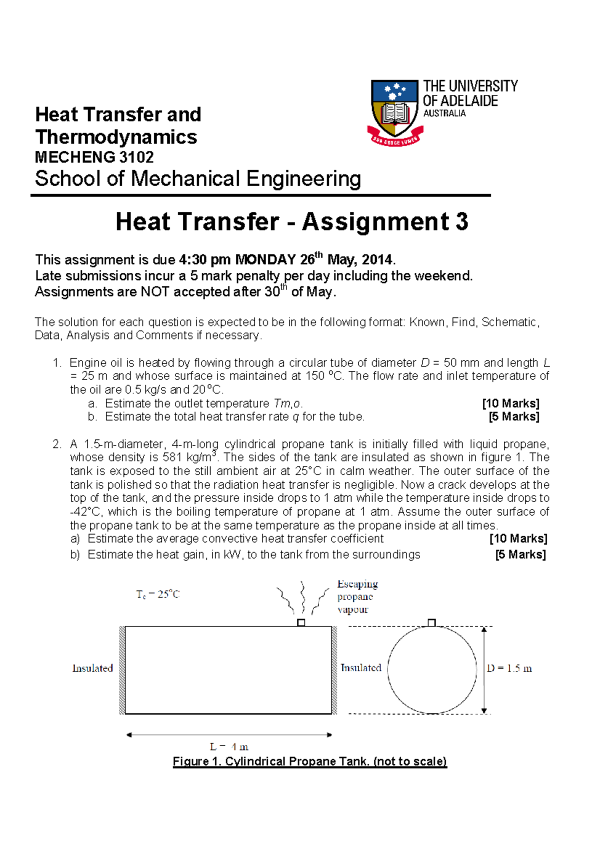 Heat Transfer-A3-2014 - School Of Mechanical - Studocu