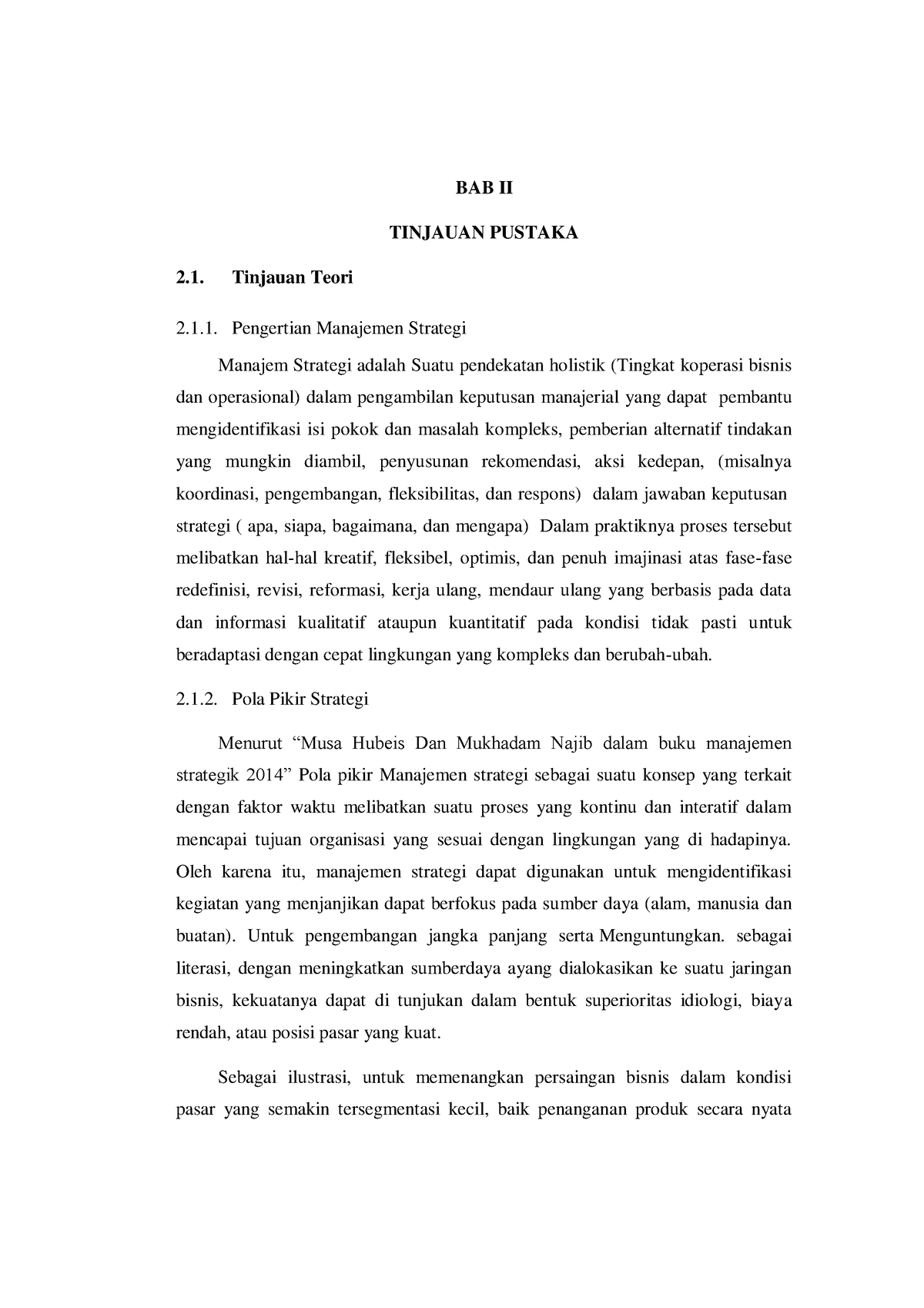 Pola Pikir Manajemen Strategi - BAB II TINJAUAN PUSTAKA Tinjauan Teori ...