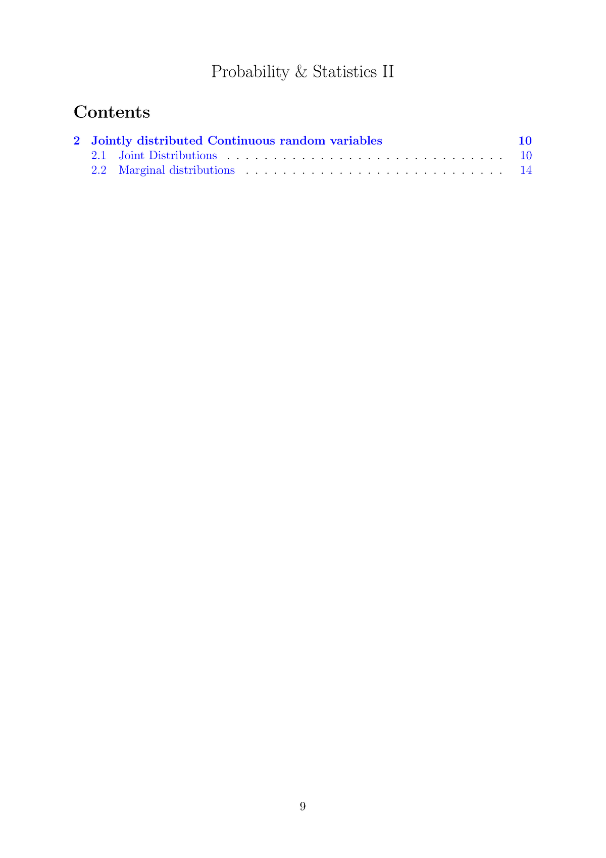 Lecture Notes - W2 - Probability & Statistics II Contents 2 Jointly ...