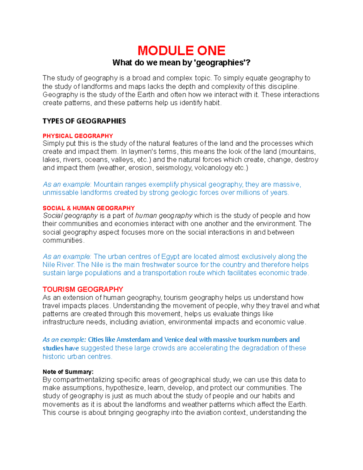 Module ONE Geography In Aviation - MODULE ONE What do we mean by ...