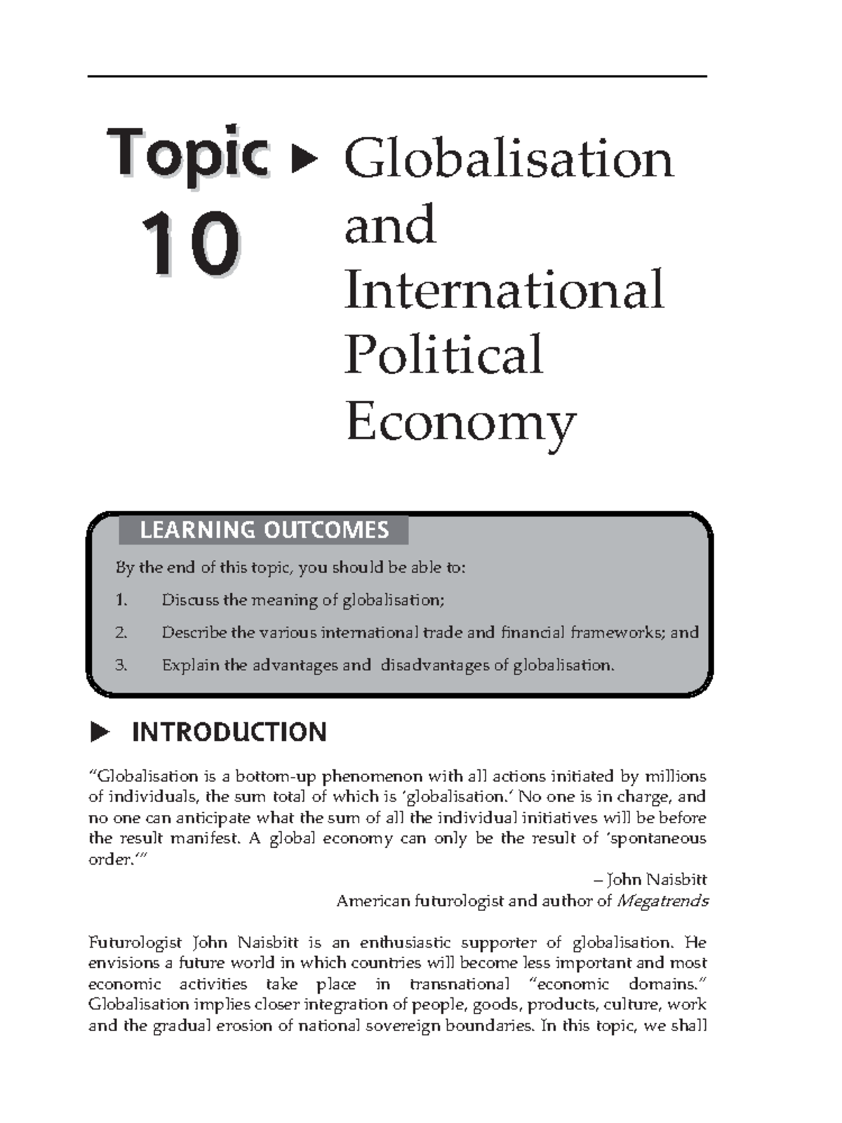 Topic 10 Globalisation and International Political Economy - r ...