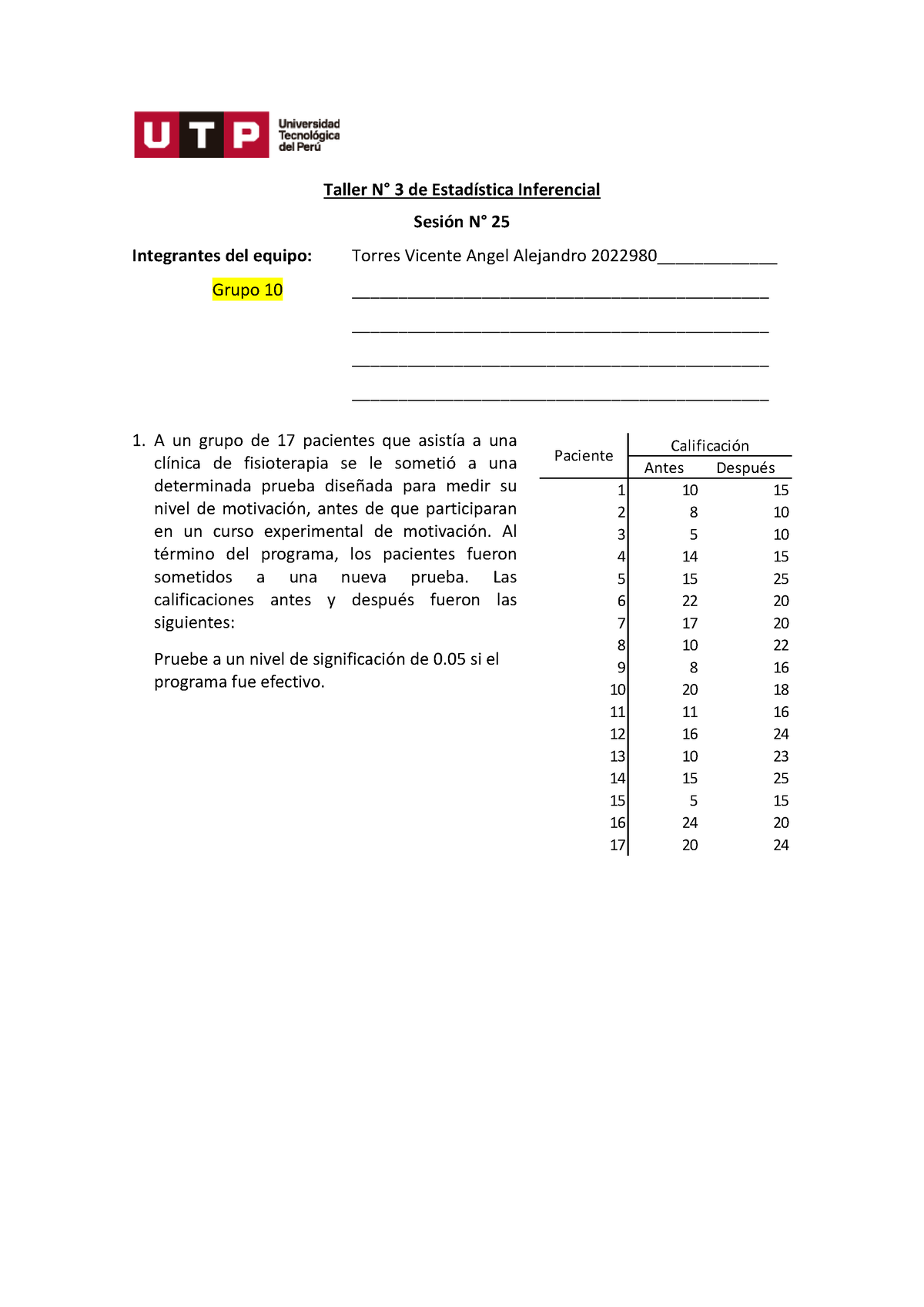 S13.s1Taller N°3 Ejercicios De Pruebas No Paramétricas-1 - Taller N∞ 3 ...