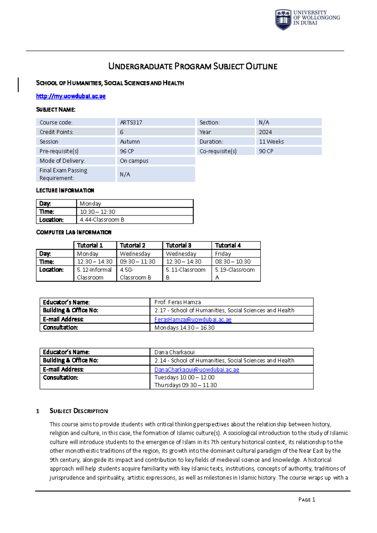 ARTS317 - Subject Outline (Autumn 2024) - U NDERGRADUATE P ROGRAM S ...