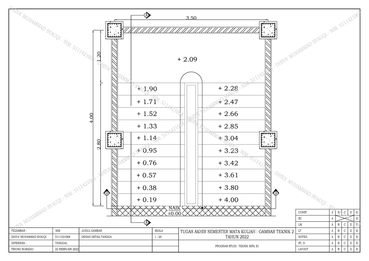 Gambar Autocad Bangunan - NAIK ±0. 1 + 2. 2. 3. + 1. + 1. + 1. + 1. + 1 ...