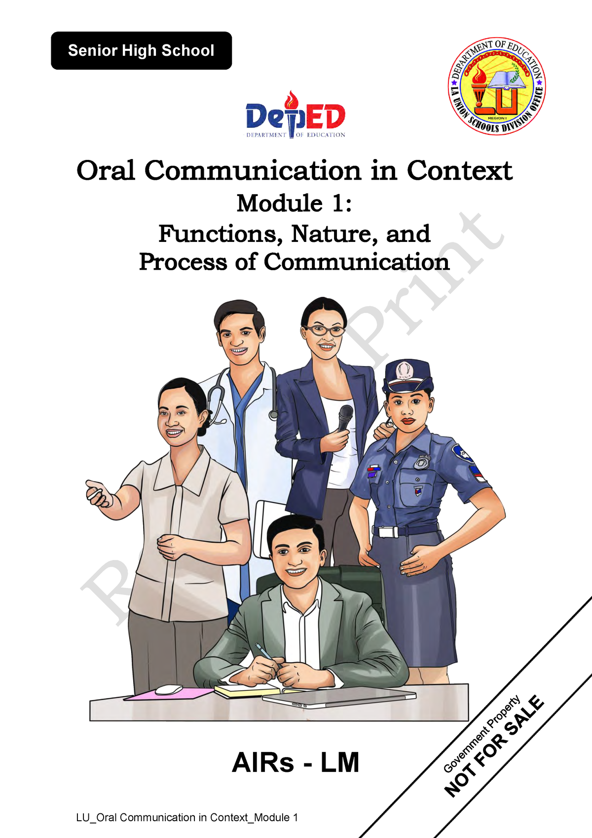 ORAL COMMUNICATION IN CONTEXT Module 1: Functions, Nature, And Process ...