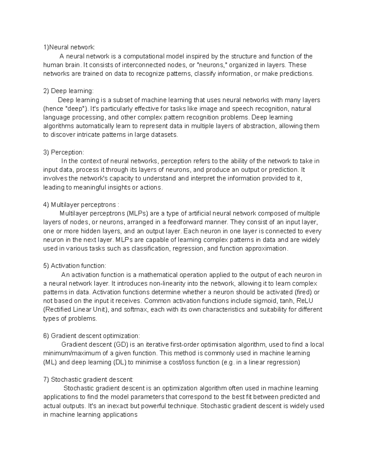 Artificial intelligence and machine learning - 1)Neural network: A ...