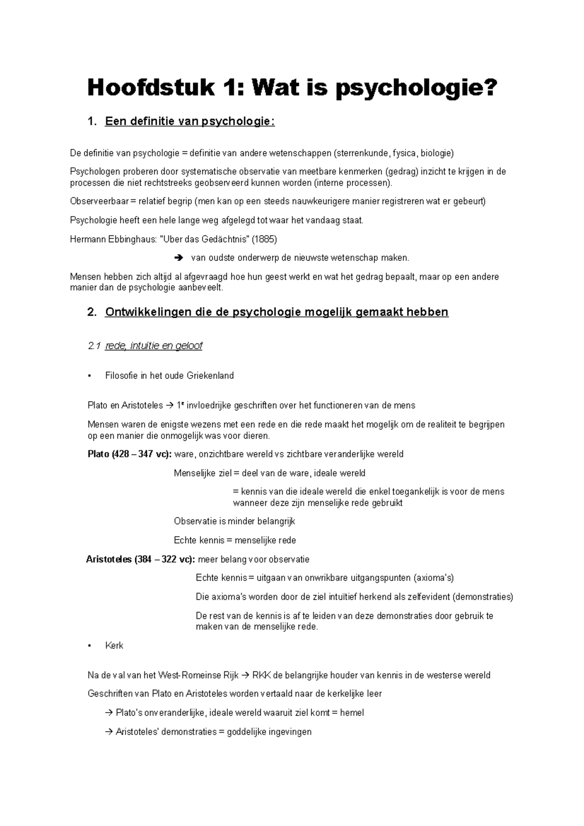 Samenvatting Hoofdstuk 1 Cursus - Hoofdstuk 1: Wat Is Psychologie? 1 ...