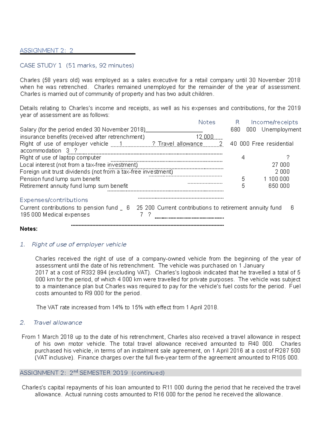 TAX3702 2019 A2S2 Questions AND Answer - ASSIGNMENT 2: 2 CASE STUDY 1 ...