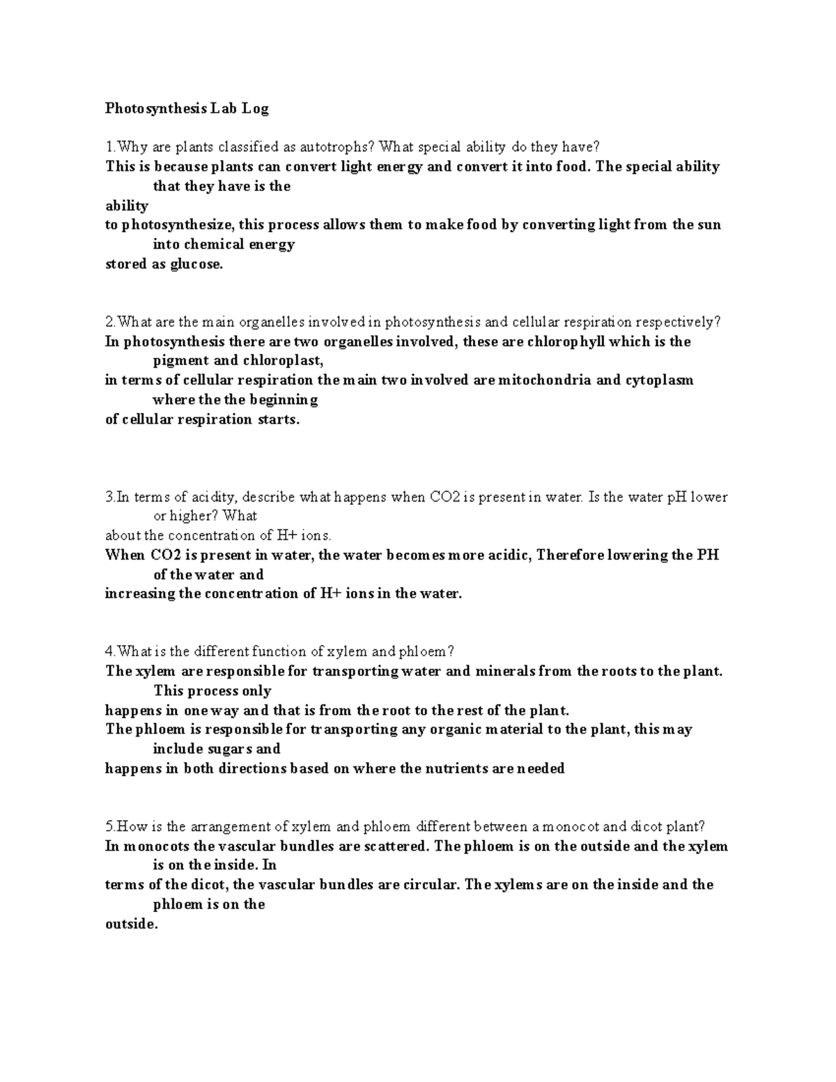 Photosynthesis Lab Log Tuntufye - Photosynthesis Lab Log 1 are plants ...
