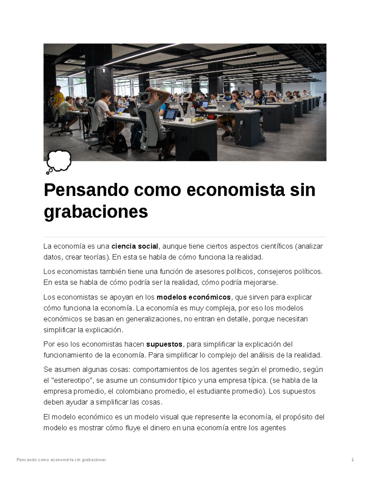 Tema 2: Pensando como economista - 💭 Pensando como economista sin ...
