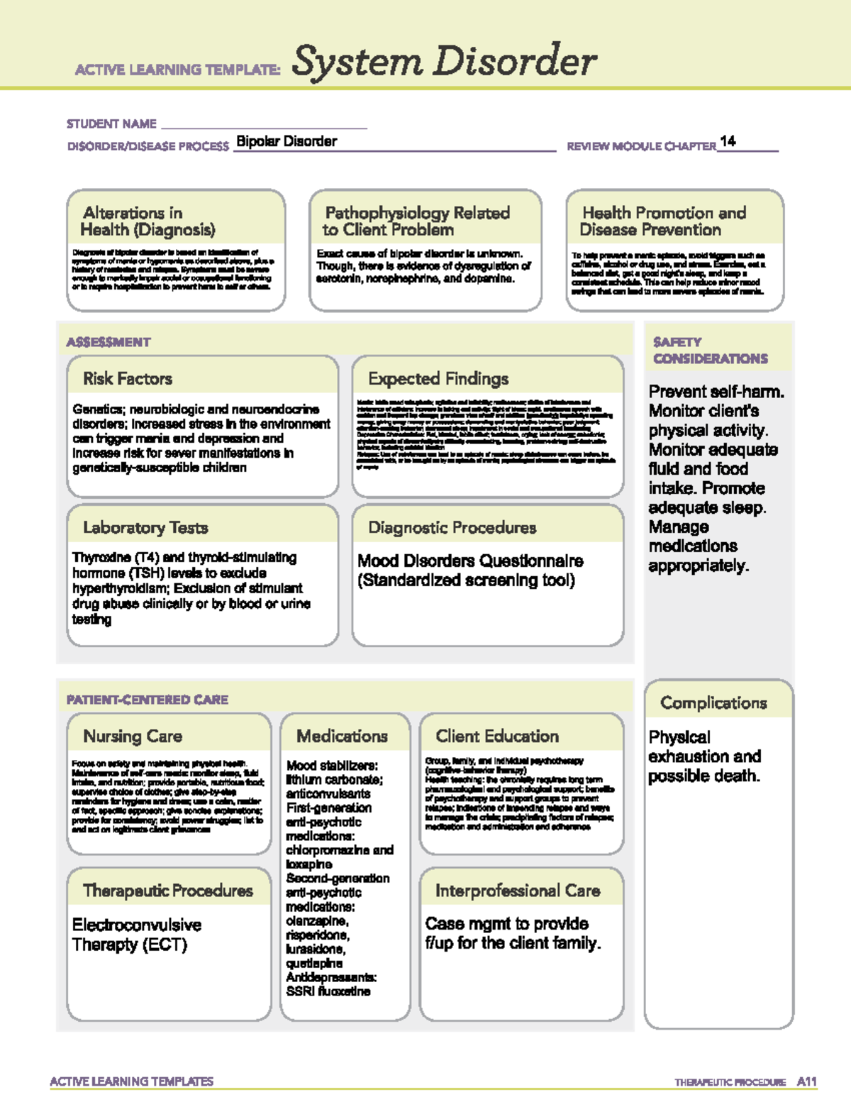 Bipolar Disorder System Disorder Template