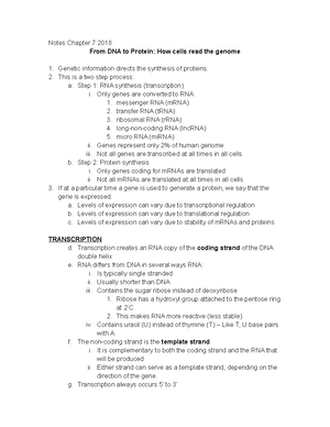 Chp 8 notes - Control of gene expression, Deanna Smith - Chapter 8 ...