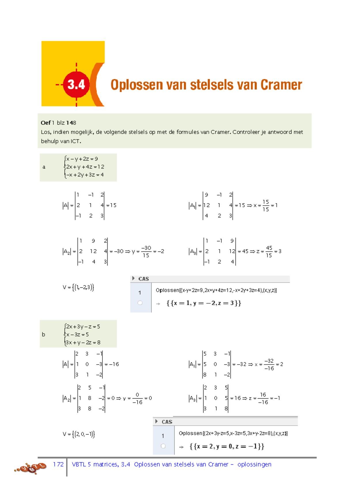 3 4 Oplossen van stelsels van Cramer - Oef 1 blz 148Oef 1 blz 148Oef 1 ...