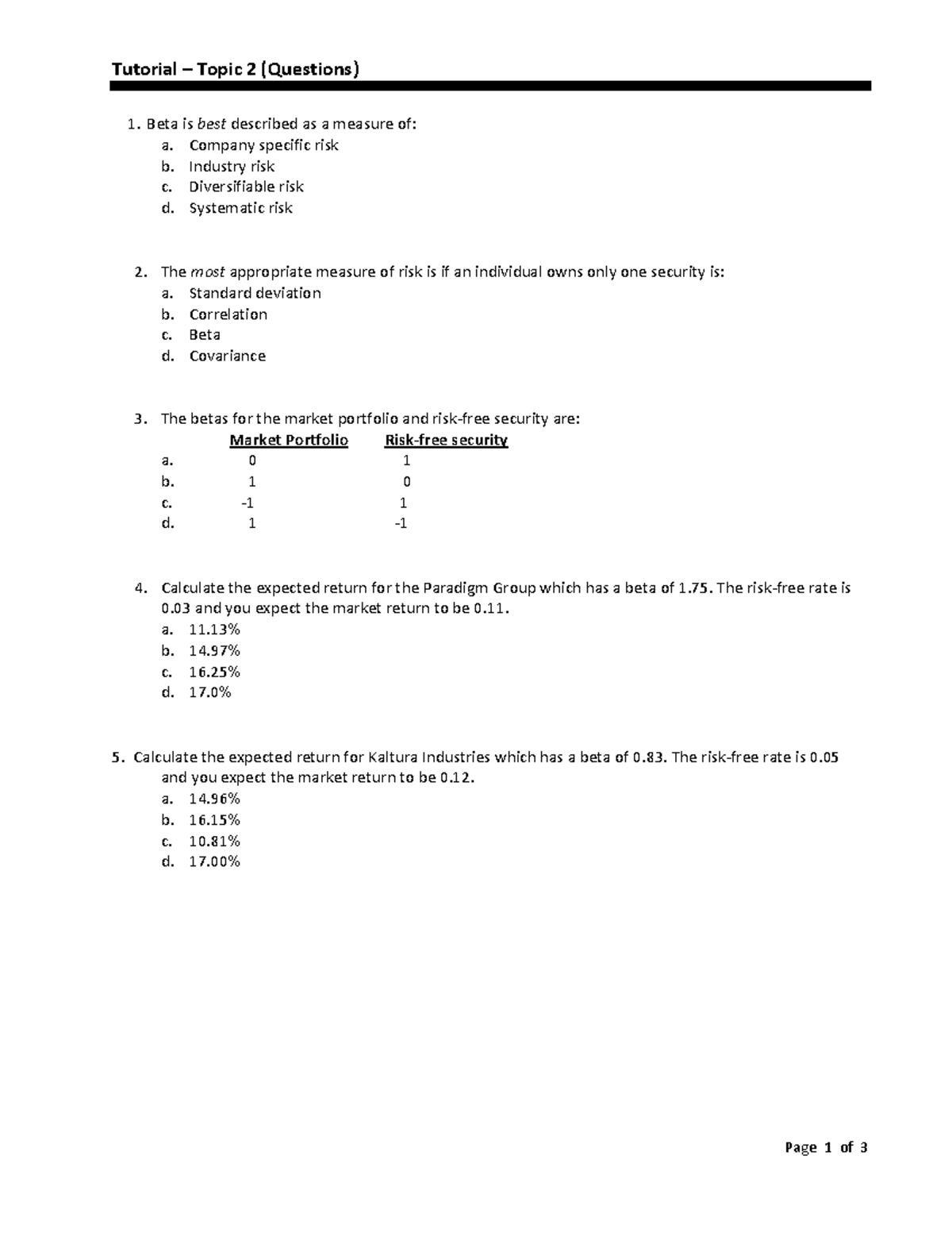 Tutorial (Q) Topic 2 – Estimating Discount Rates - Page 1 of 3 Tutorial ...