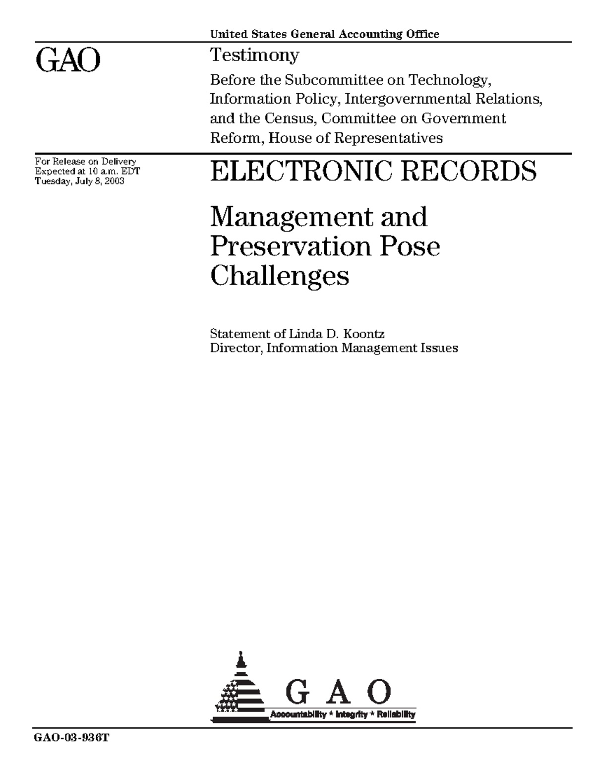 Electronic Records Management and Preservation Pose Challenges