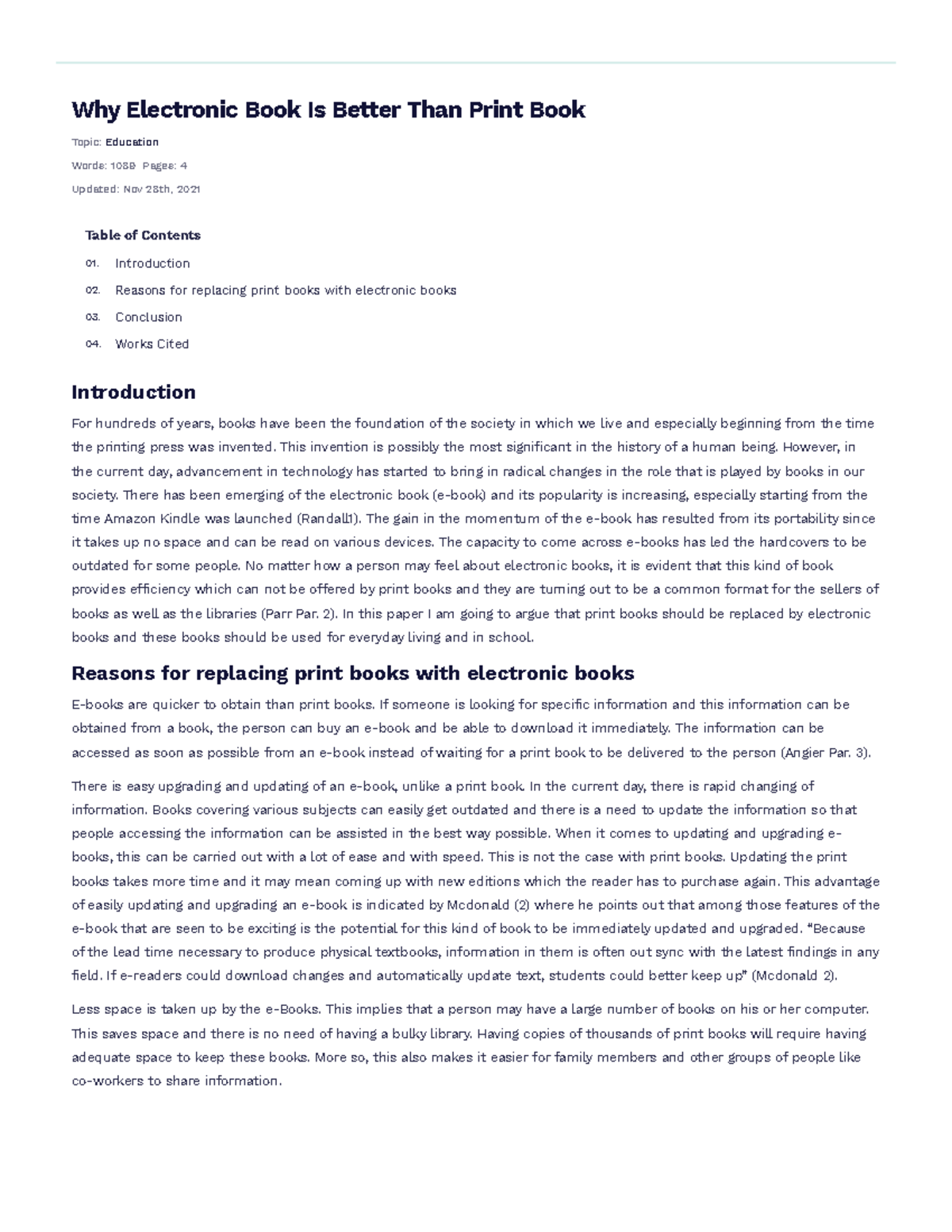 Why Electronic Book Is Better Than Print Book Free Essay Example Why