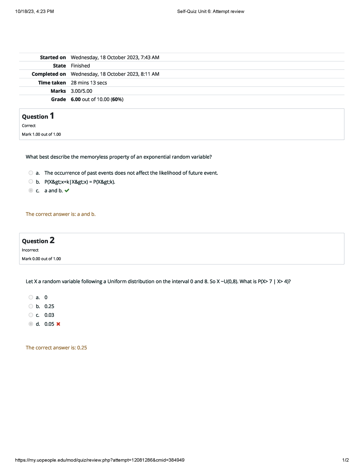 Self-Quiz Unit 6 Attempt Review - 10/18/23, 4:23 PM Self-Quiz Unit 6 ...