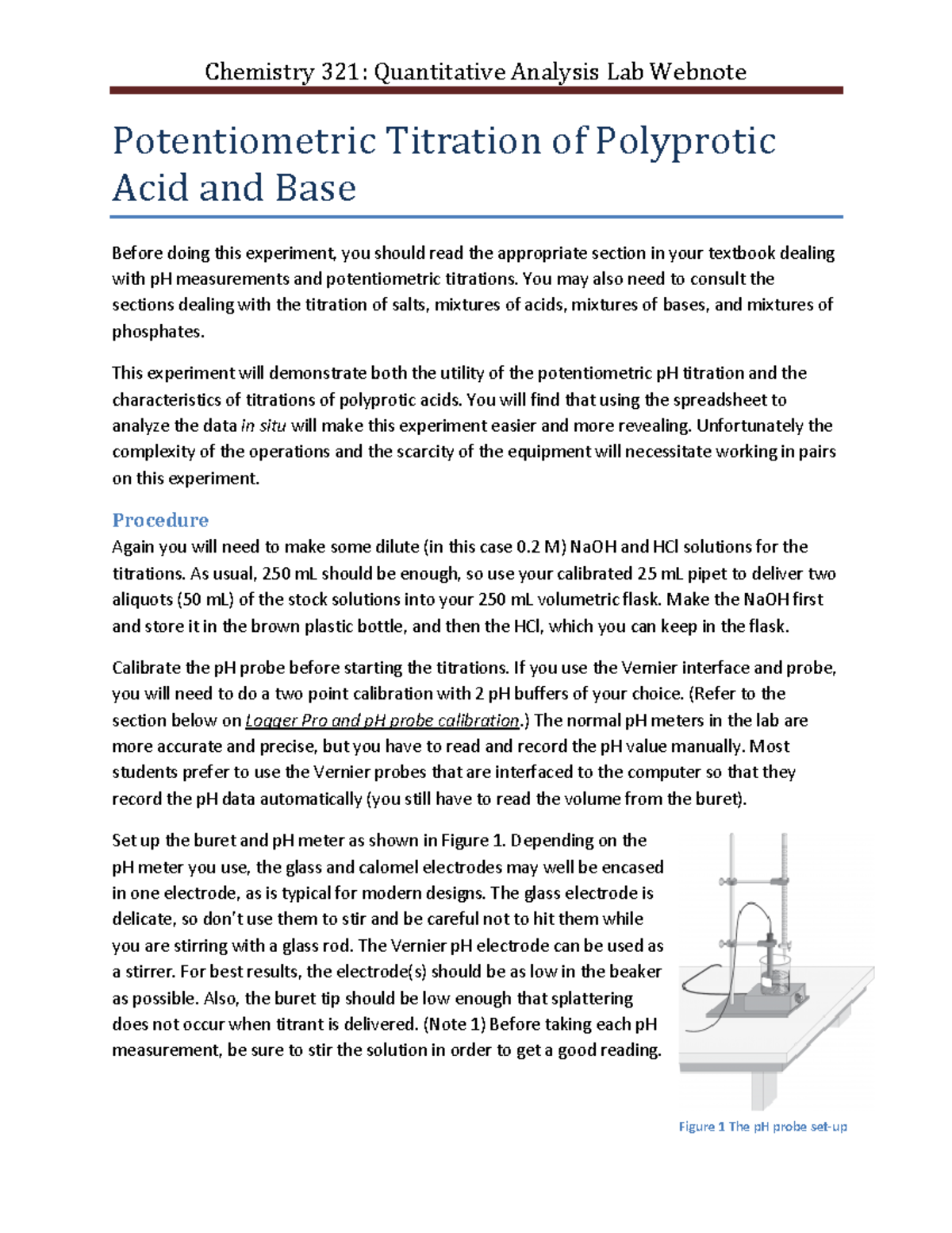 Phtit - lab report - Potentiometric Titration of Polyprotic Acid and ...