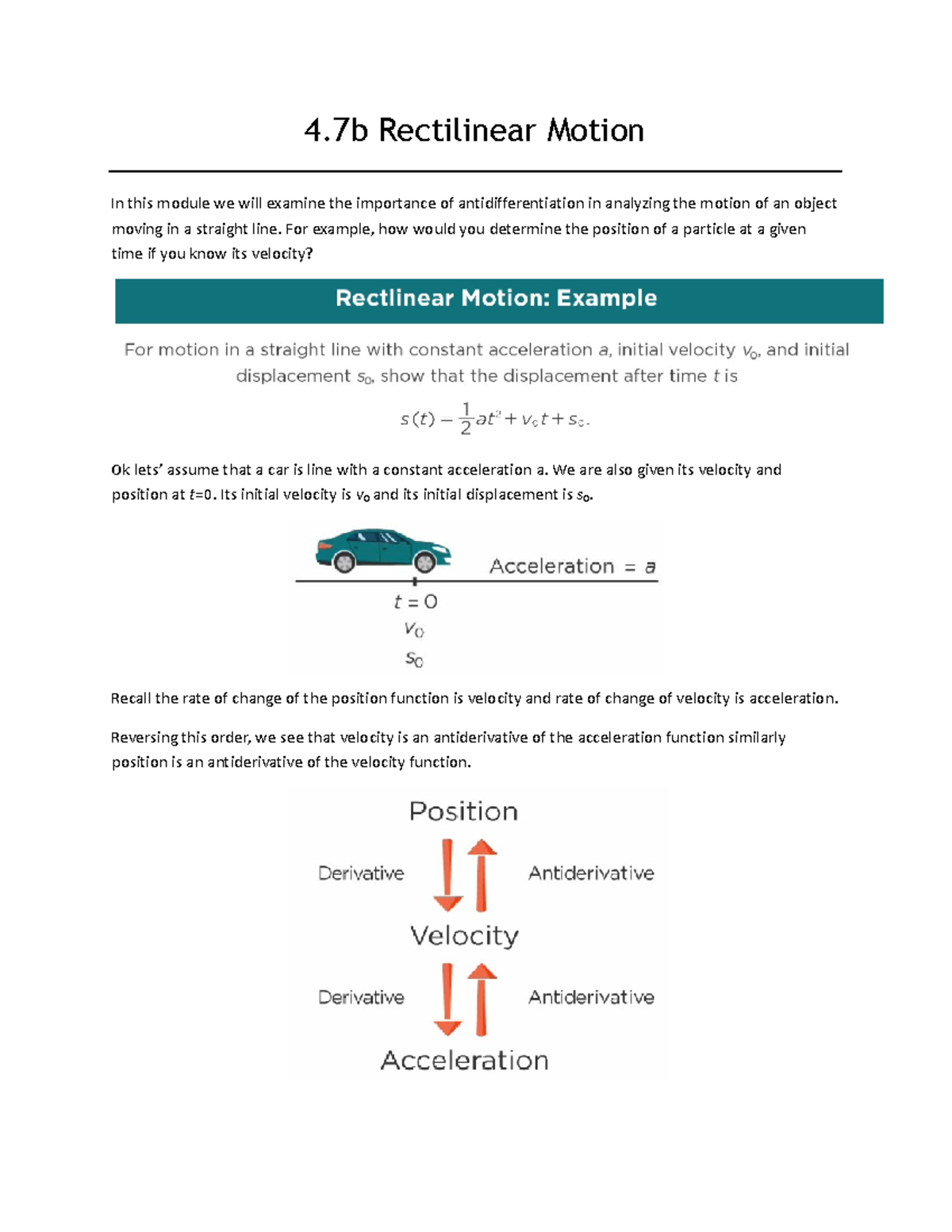 4.7b Rectilinear Motion 4 Rectilinear Motion In this module we will