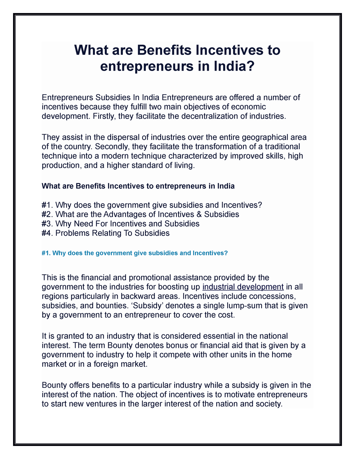 what-are-benefits-incentives-to-entrepreneurs-in-india-what-are