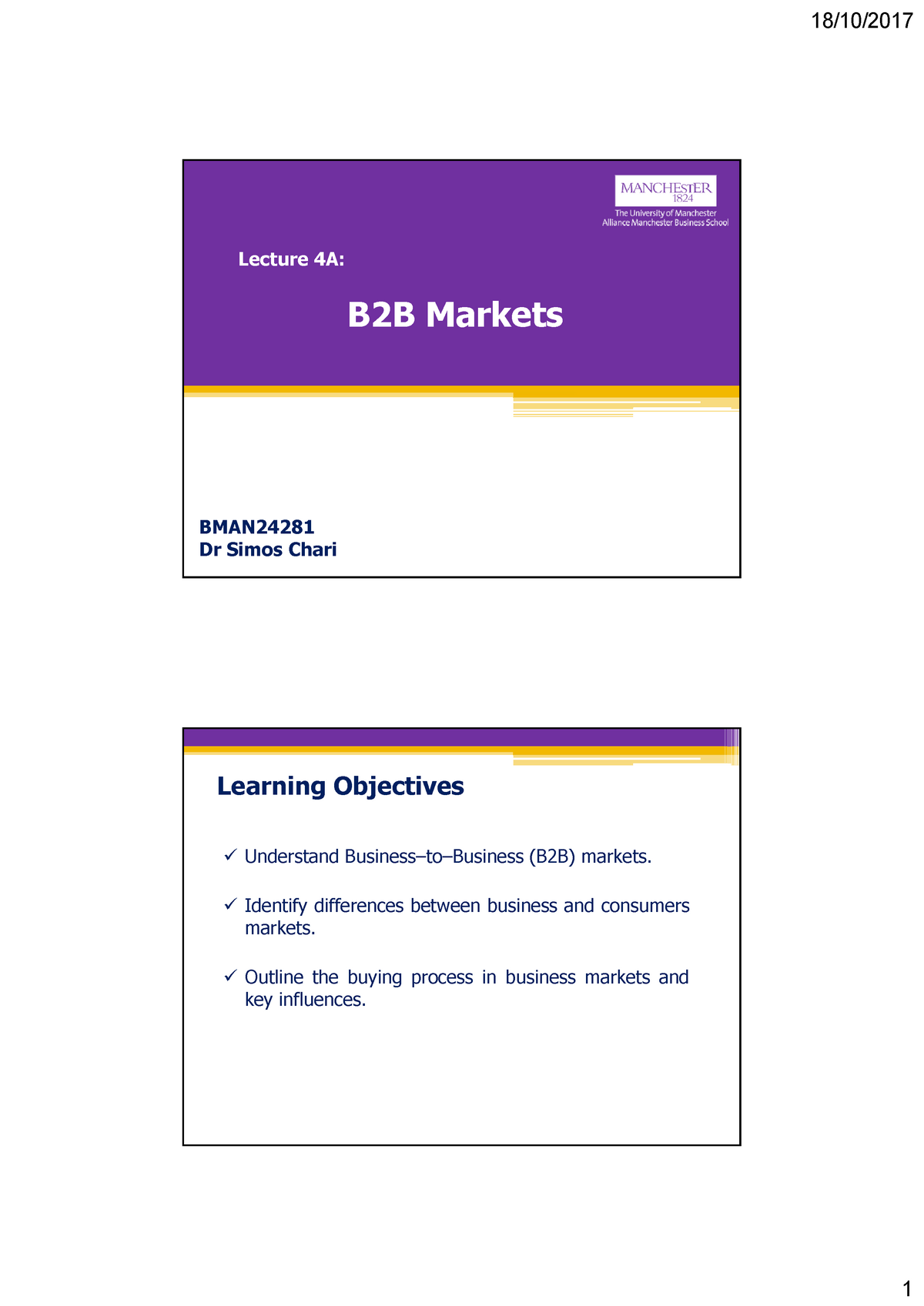 Lecture 4 - B2B Markets - Competitor Analysis & Competitive Advantage ...