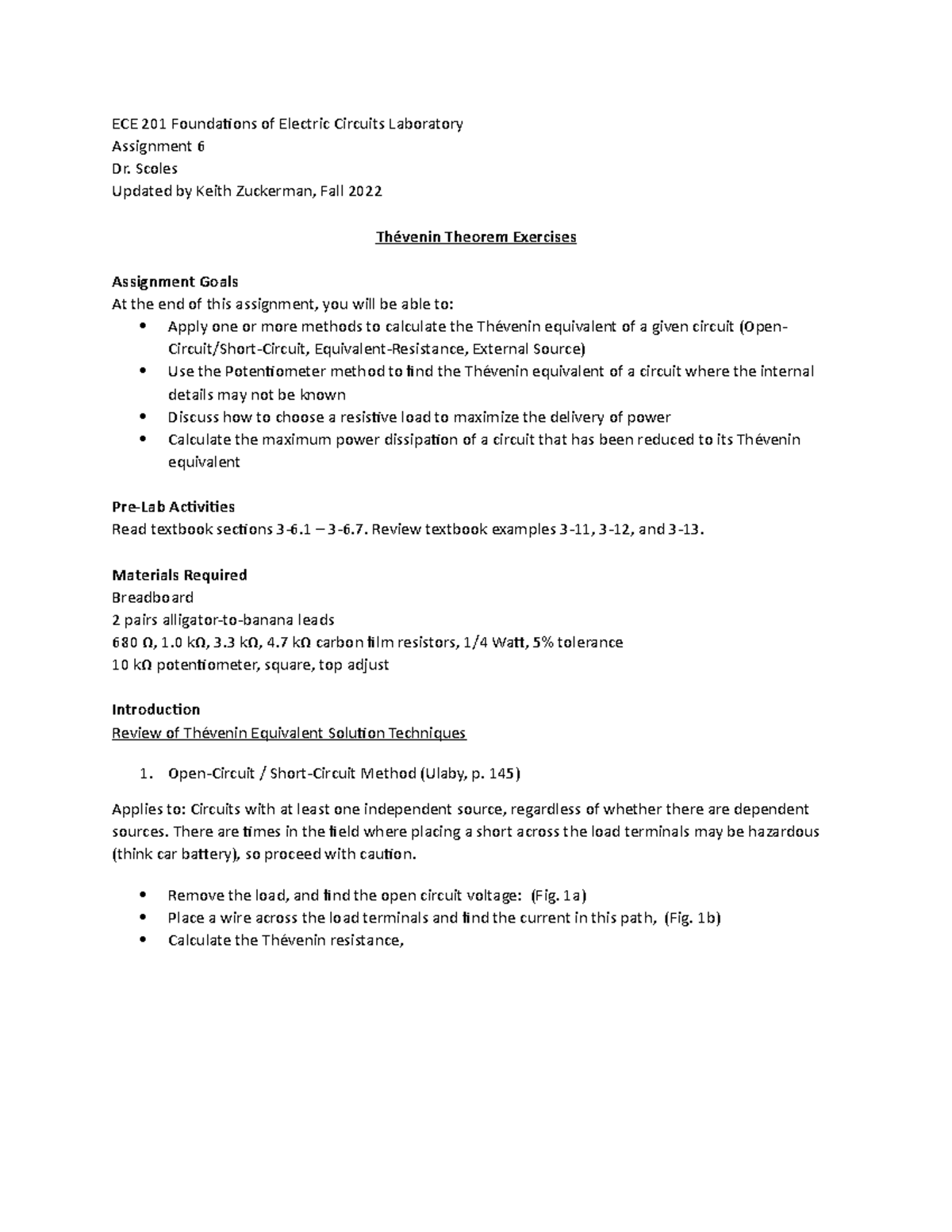 ECE-201 - Electric Circuits CourseWork LAB Assignment Material - ECE ...