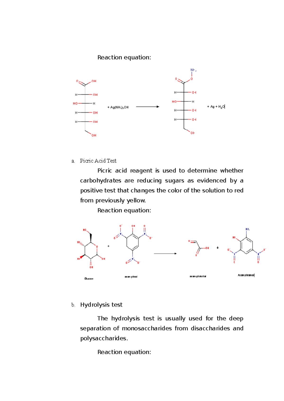 Picric Acid Test Reaction equation a. Picric Acid Test Picric acid